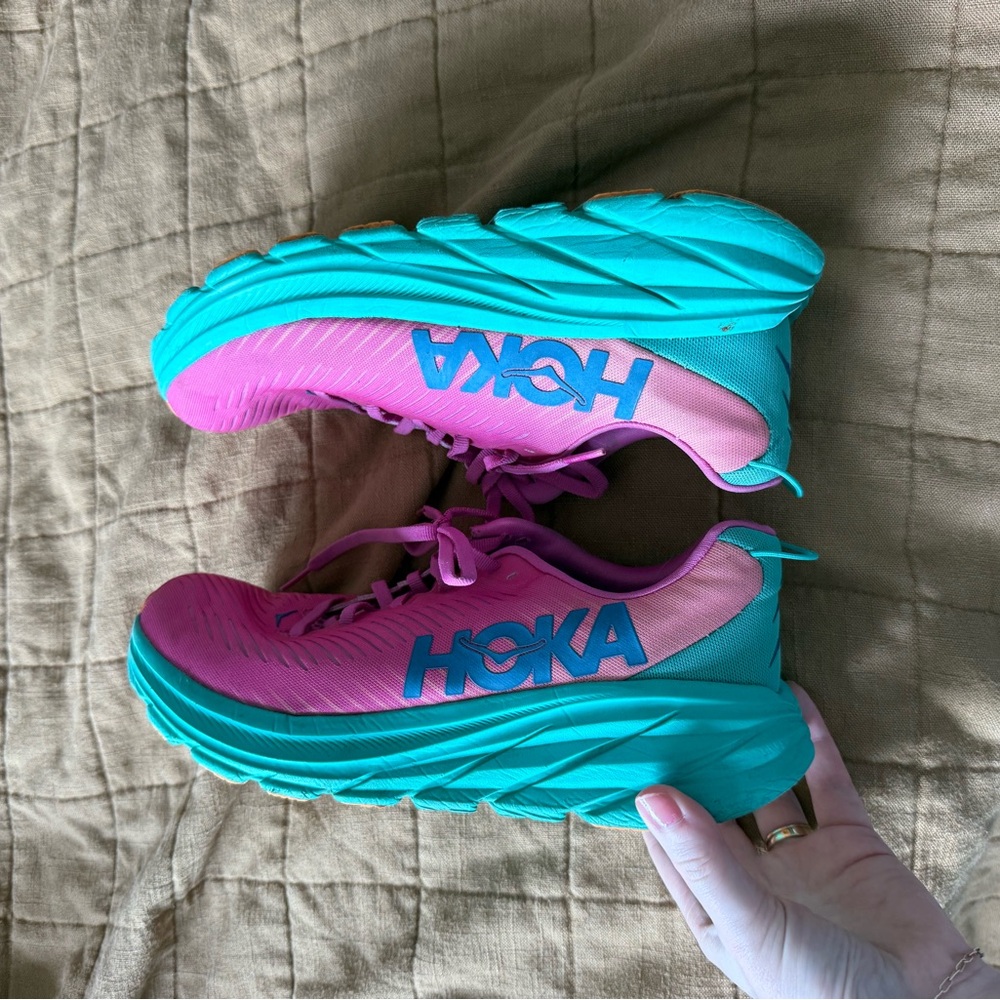 Hoka Vibrant Pink and Teal Sneakers